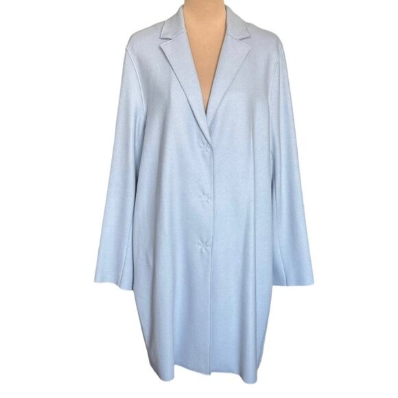 NWT Banana Republic Car Coat Sz.L Light Blue Unlined Italian Wool Minimalist - Picture 1 of 12